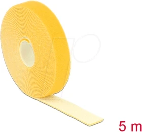 DeLOCK Klettband auf Rolle, 20mm, 5m, gelb