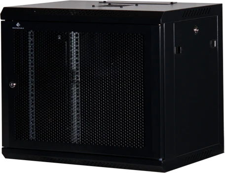 Rockstable 19" Wandschrank 9HE, Gitternetztür, IP2X, schwarz, 440mm tief