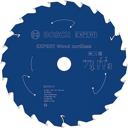 Bosch Professional Expert Wood Cordless Kreissägeblatt 24Z, 184x1x20mm, 1 Stück