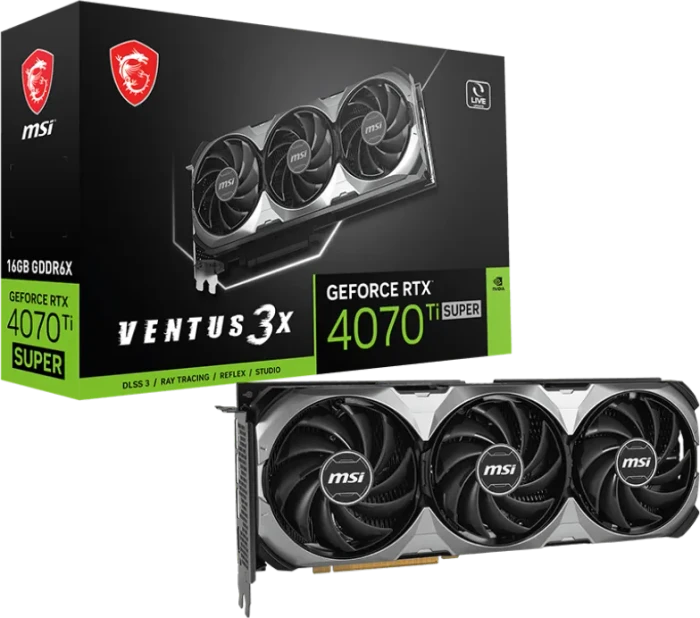 MSI GeForce RTX 4070 Ti SUPER 16G Ventus 3X, 16GB GDDR6X, HDMI, 3x DP