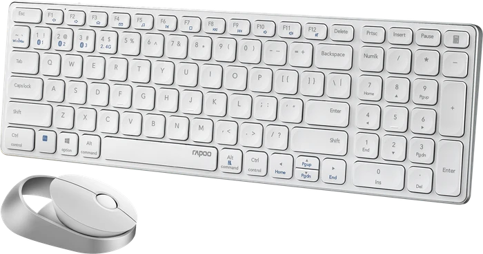 Rapoo 9750M Multi-mode Wireless Ultra-slim Advanced Desktop Set weiß, USB/Bluetooth, DE (00215375) – Bild 5 von 5