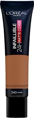 L'Oréal Infaillible 24H Matte Cover Foundation 340 Copper, 30ml