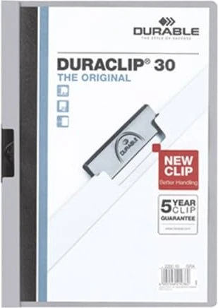 Durable Duraclip 30 Klemmmappe, A4, grau/transparent