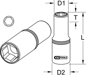 KS Tools Außensechskant Steckschlüssel 1/2", 32x76mm
