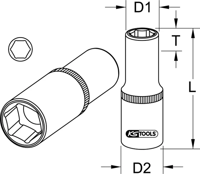 KS Tools Außensechskant Steckschlüssel 1/2", 32x76mm