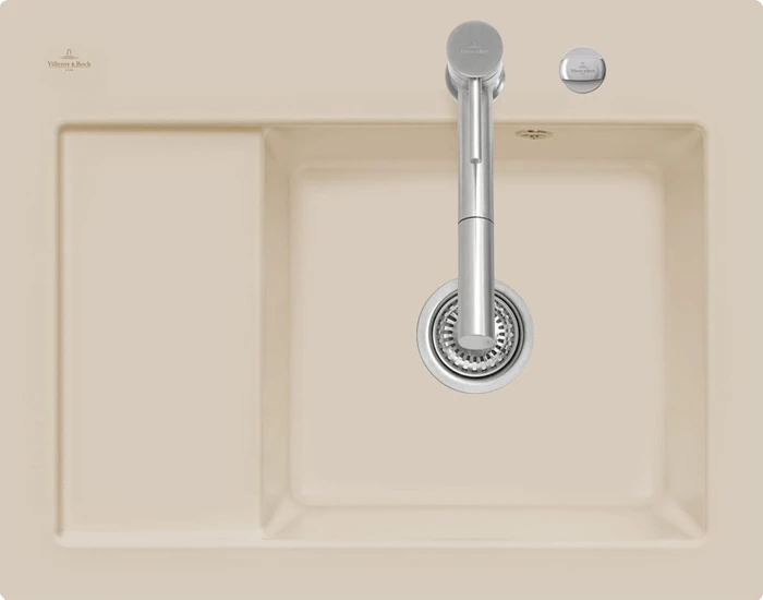 Villeroy & Boch Subway 45 Compact Einbau Becken rechts mit Ablauffernbedienung almond