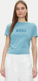 Hugo Boss Kontrast-Logo T-Shirt kurzarm bright blue (Damen)