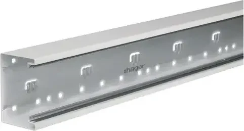 Hager Brüstungskanal-Unterteil frontrastend Stahl BRS 70x100mm Oberteil 80mm lichtgrau