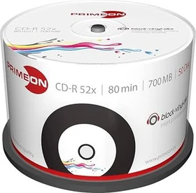 Primeon black-vinyl-disc CD-R 80min/700MB, 52x, 50er Spindel, printable