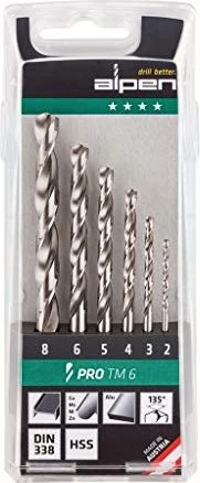 Alpen Sprint Master TP 19 HSS DIN338 Metallbohrer-Sortiment, 6-tlg.