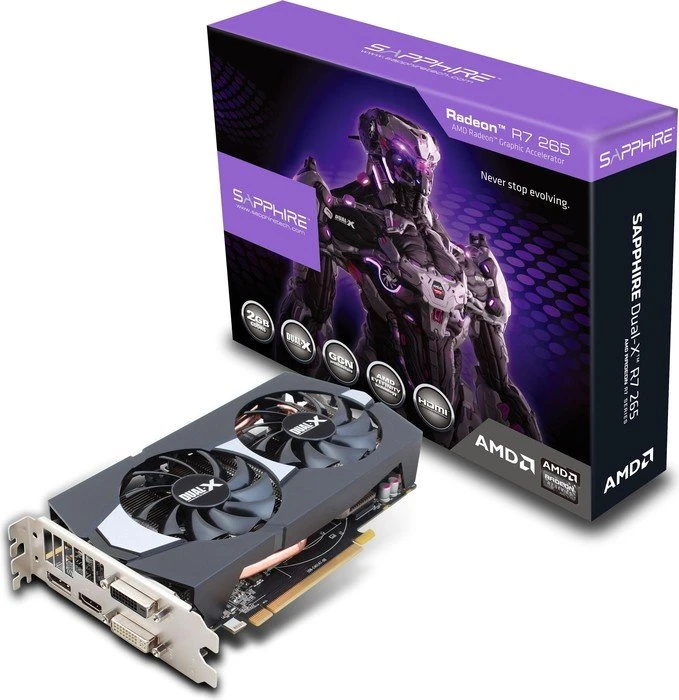 Sapphire Radeon R7 265 Dual-X, 2GB GDDR5, 2x DVI, HDMI, DP, full retail