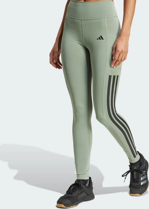 adidas Optime 3-Streifen Hose lang silver green (Damen)