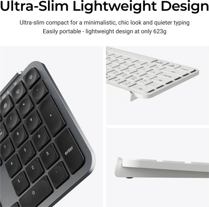 Keychron B6 Pro Ultra-Slim Wireless, Space Gray, USB/Bluetooth, US