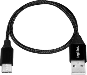LogiLink USB 2.0 Kabel USB-A Stecker zu Micro-USB-B Stecker 0.3m schwarz