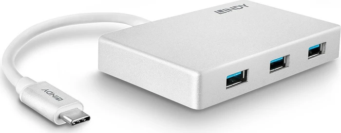 Lindy USB-Hub, 3x USB-A 3.0, 1x USB-C 3.0, USB-C 3.0 [Stecker]