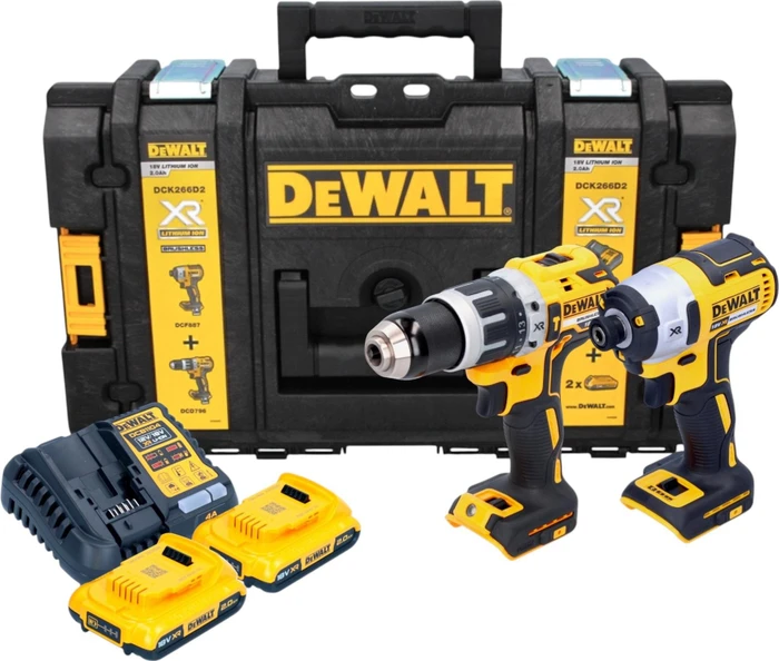 DeWalt DCK266D2B Kombopack Akku-Maschinenset inkl. ToughBox + 2 Akkus 2.0Ah