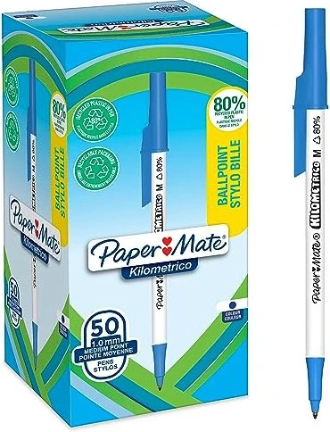 Paper Mate Kilometrico Kugelschreiber (Mine) blau/weiß, 50er-Pack