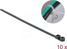 DeLOCK Kabelbinder mit Befestigungsöse, 7.6mm, 300mm, schwarz, 10 Stück