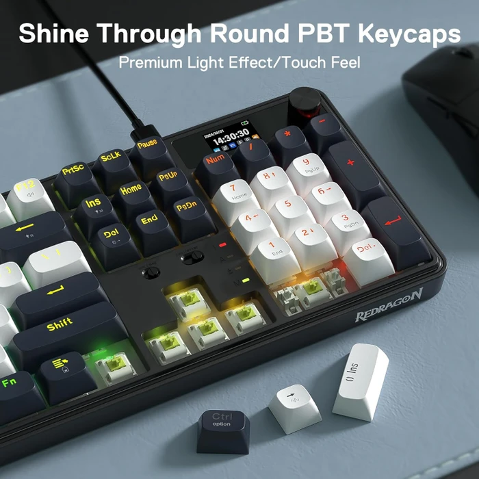 Redragon Wyvern K761 Pro Wireless, Abyssal Blue, LEDs RGB, Mint Mambo, USB/Bluetooth, US