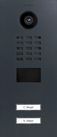 DoorBird D2102V IP Video Türstation mit 2 Ruftasten RAL 7016, Edelstahl V2A, gebürstet