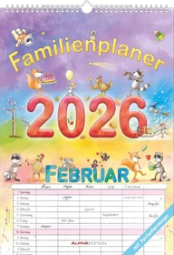 Neumann AlphaEdition Familienplaner Cartoon Monatskalender 2026, A3 297x420mm