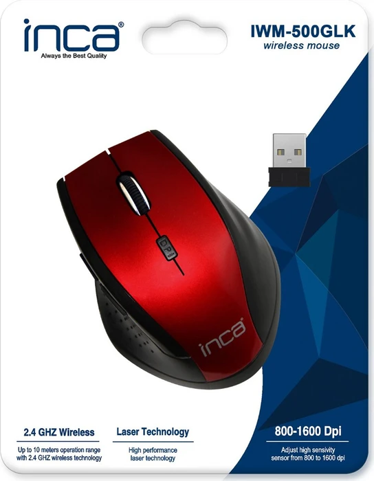 Inca IWM-500GLK Wireless Mouse rot/schwarz, USB