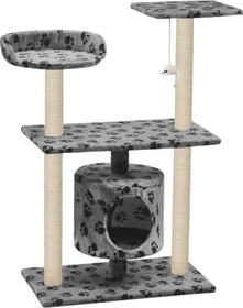 vidaXL Katzen-Kratzbaum Sisal, 95cm Pfoten-Aufdruck, beige/grau