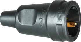 Kopp Schutzkontaktgummikupplung, für härtesten Einsatz, Knickschutz, bruchfest, schlagfest, für Kabelquerschnitt bis 3×2,5mm² schwarz