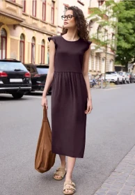 Street One Midikleid im Strukturmix mit Rundhals Kleid very berry (Damen)
