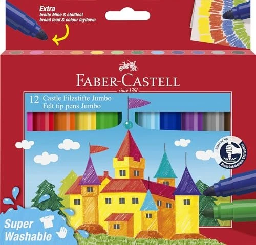Faber-Castell Castle Filzstifte Jumbo sortiert, 12er-Set, Kartonbox