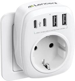 Lencent 5-in-1 Steckdosenadapter weiß
