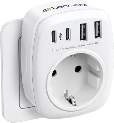Lencent 5-in-1 Steckdosenadapter weiß