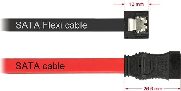 DeLOCK Flexi SATA 6Gb/s Kabel schwarz 0.5m, gerade/gerade