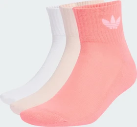adidas Mid-Cut Crew Socken acid red/white/sandy pink, 3 Paare
