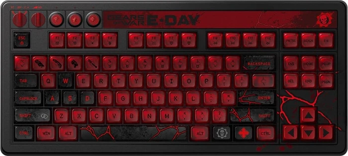 8BitDo Retro 87 Mechanical Keyboard - Gears of War E-Day Edition, Clear Blue, Cloud Gray Linear, USB/Bluetooth, US