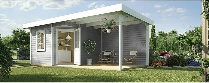 Weka 213 B+ 541x238cm Gartenhaus grau