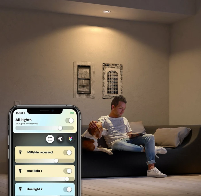 Philips Hue White Ambiance Milliskin Einbauleuchte Erweiterung rund alu schwarz