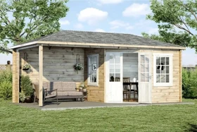 Alpholz 5-Eck Gartenhaus Mosel 578x280cm natur