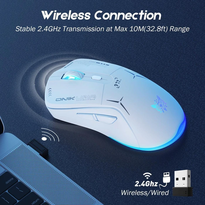 Onikuma CW917 Wireless Gaming Mouse weiß, USB