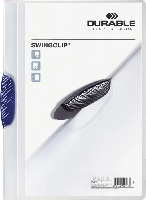 Durable Swingclip Klemmmappe, A4, dunkelblau/transparent