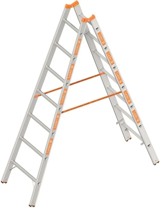 Layher Topic 1039 Alu 2-tlg. Stehleiter, 2x 7 Stufen