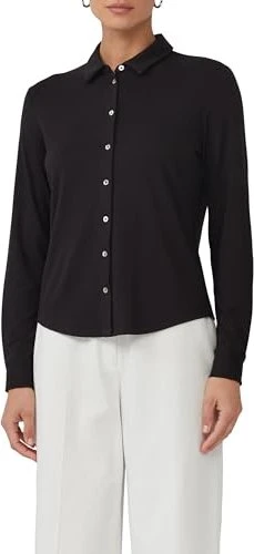 s.Oliver Black Label Jerseybluse mit Perlmuttknöpfen Hemd langarm schwarz (Damen)