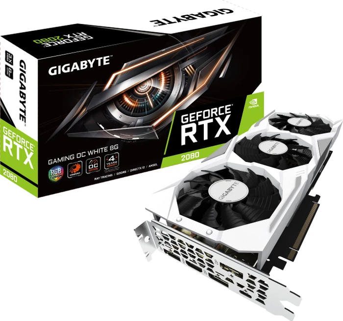 GIGABYTE GeForce RTX 2080 Gaming OC White 8G, 8GB GDDR6, HDMI, USB-C, 3x DP