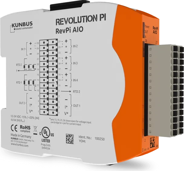 Revolution Pi RevPi AIO Analoges I/O Erweiterungsmodul, 4 Eingänge, 2 Ausgänge