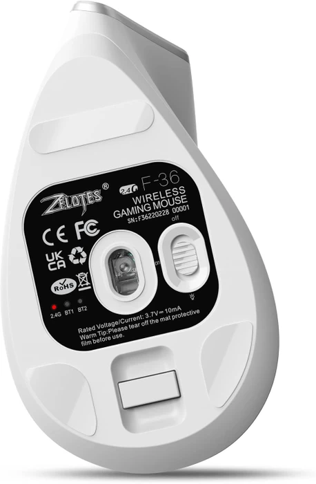 Zelotes F-36 Vertical Dual-Mode Wireless Mouse, weiß, USB/Bluetooth