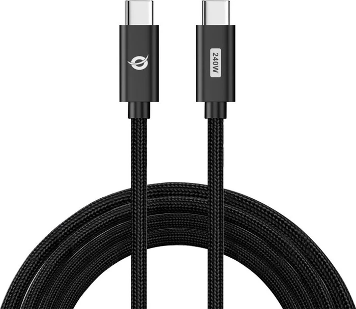 Conceptronic ETTA03B12 USB-C Kabel, USB 2.0, 480Mb/s, 240W PD 3.1, USB-C Stecker auf USB-C Stecker, schwarz, 1.2m