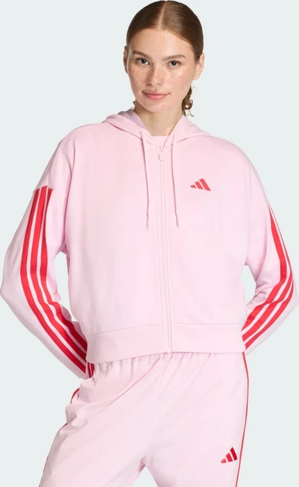 adidas Essentials 3-Streifen French Terry Hoodie clear pink/pure ruby (Damen)