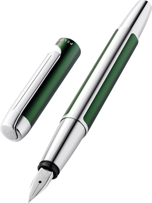 Pelikan Pura P40 waldgrün/silber, rechte Hand, mittel, Geschenkbox