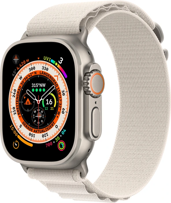 Apple Watch Ultra mit Alpine Loop Small Polarstern