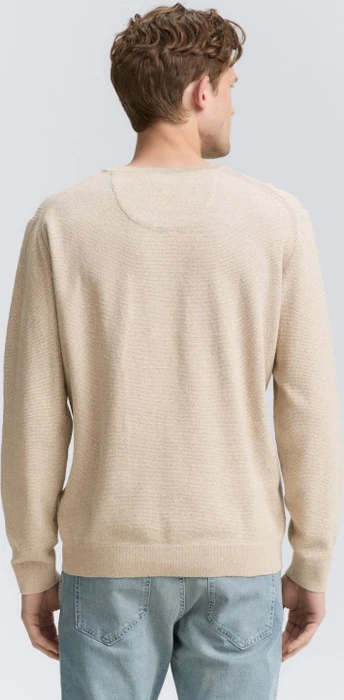 Tom Tailor Bio-Baumwolle Strickpullover beige offwhite twotone (Herren)